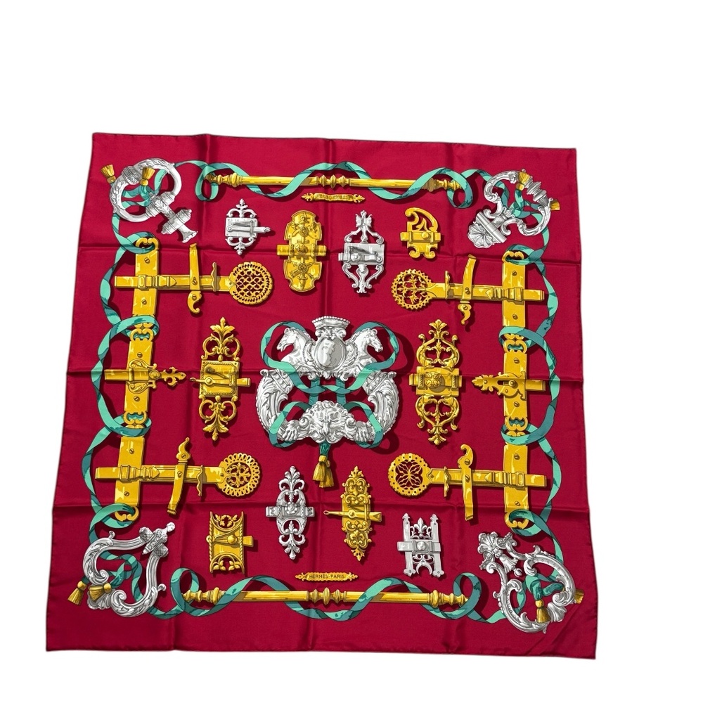 Vintage Hermes "Ferronnerie" Silk Scarf Carre 90, by Caty Latham in 1970